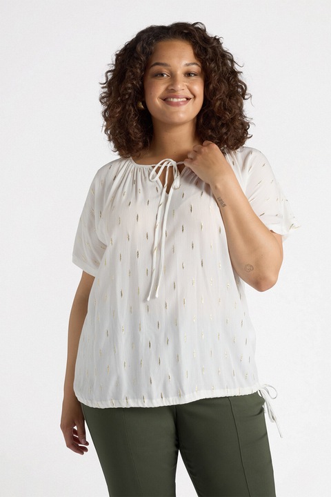 FIORELLA RUBINO, Bluza cu decolteu in V decupat, Alb