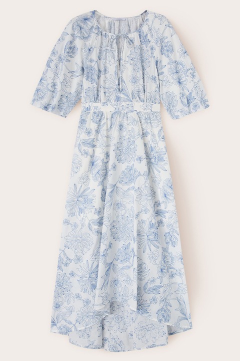 MOTIVI, Rochie midi cu imprimeu floral, Alb/Albastru pastel