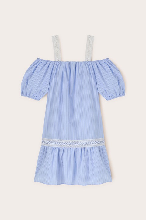 MOTIVI, Rochie cu croiala in A si decolteu pe umeri, Albastru lavanda, L