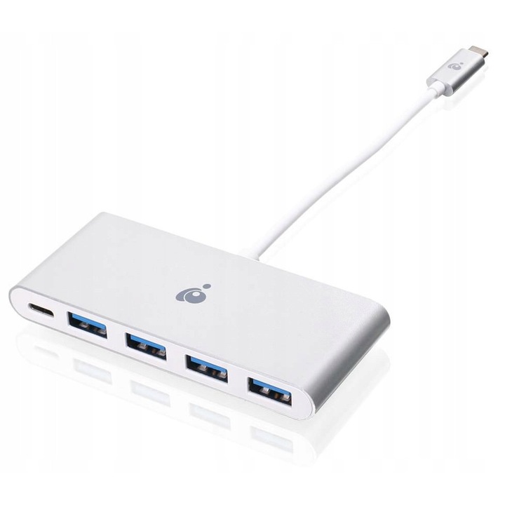 IOGEAR USB-C към 4-портов USB-A хъб с PD Pass-Thru