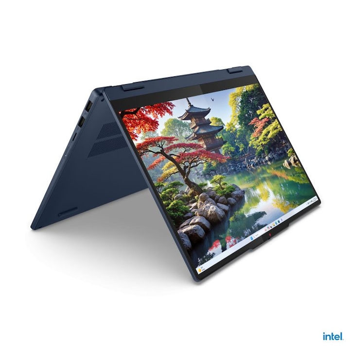 Lenovo IdeaPad 5 2-in-1 14IAL10 83KR002ERM laptop, 14 hüvelykes 1920 x 1200 érintőképernyő, Intel 255U 12 C / 14 T, 2.4 GHz - 5.2 GHz, 12 MB gyorsítótár, 16 GB LPDDR5X, 512 GB SSD, Intel Graphics, Operációs rendszer nélkül, Kék
