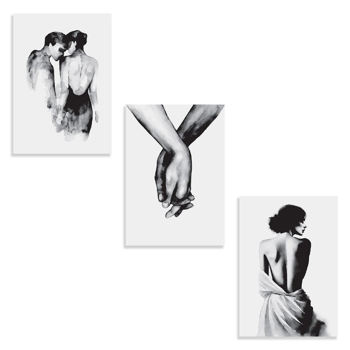 Комплект декоративни постери 3 броя, с мотив "двойка" 21x30 см