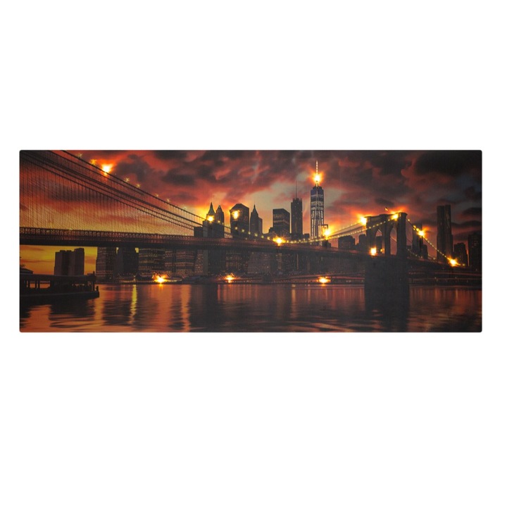 OEM "Brooklyn bridge, New York" festmény LED-del, 100x40x1,5 cm
