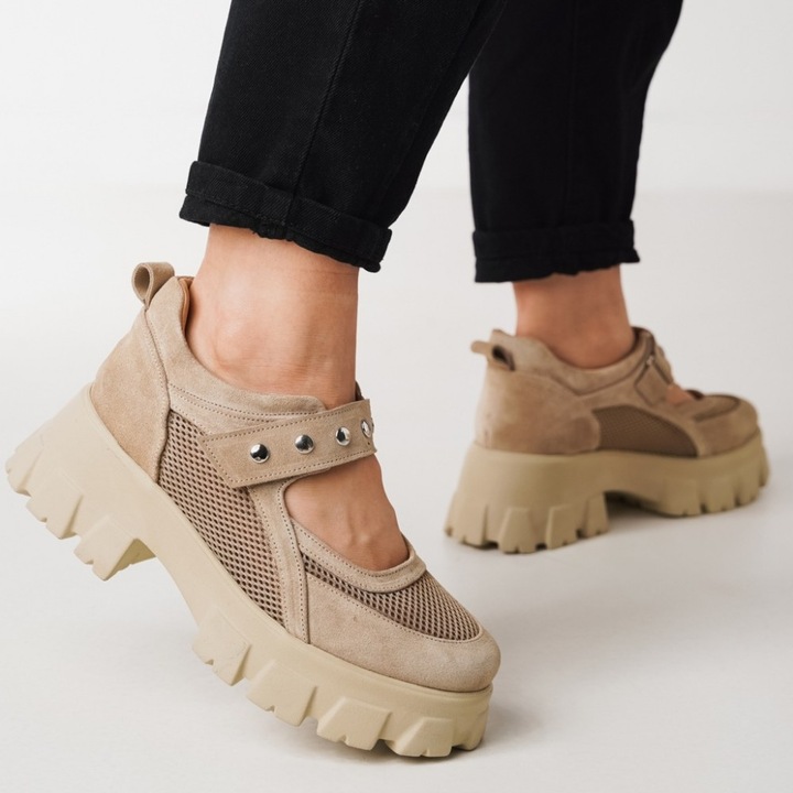 Pantofi Exclusives piele crem, Crem, 37