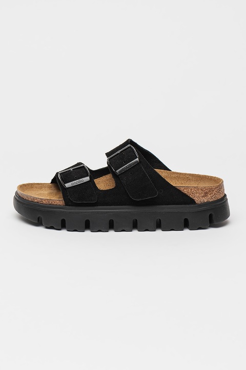 Birkenstock, Papuci uni de piele intoarsa Arizona, Negru, 40