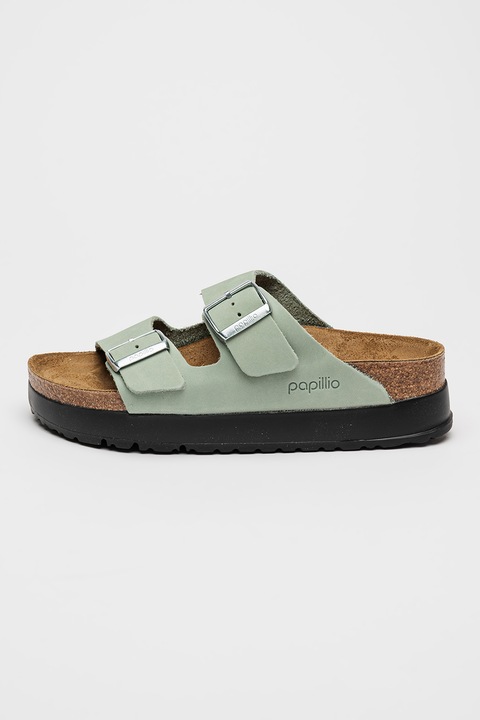 Birkenstock, Papuci cu catarame Arizona, Argintiu/Verde menta, 37