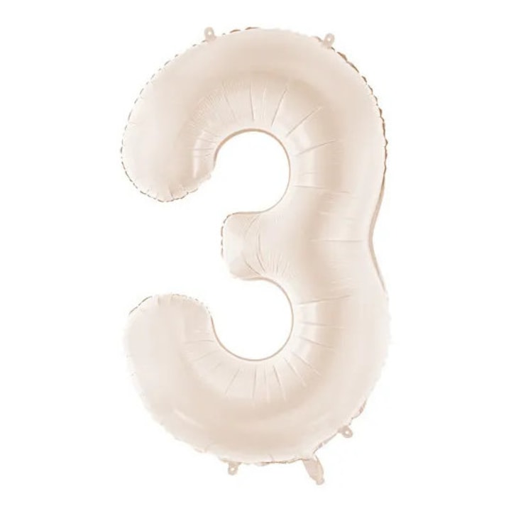 Balon foliowy set Cyfra ''3'', PartyDeco, 86cm, jasnobej, pentru aer si heliu