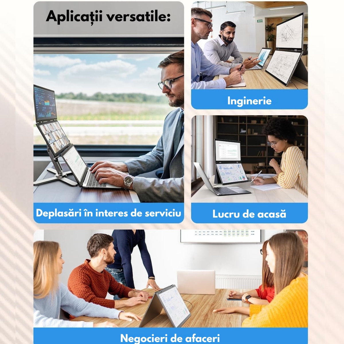 Monitor Dual Pliabil si Portabil de 15.6 inch FHD pentru laptop, Qova ...