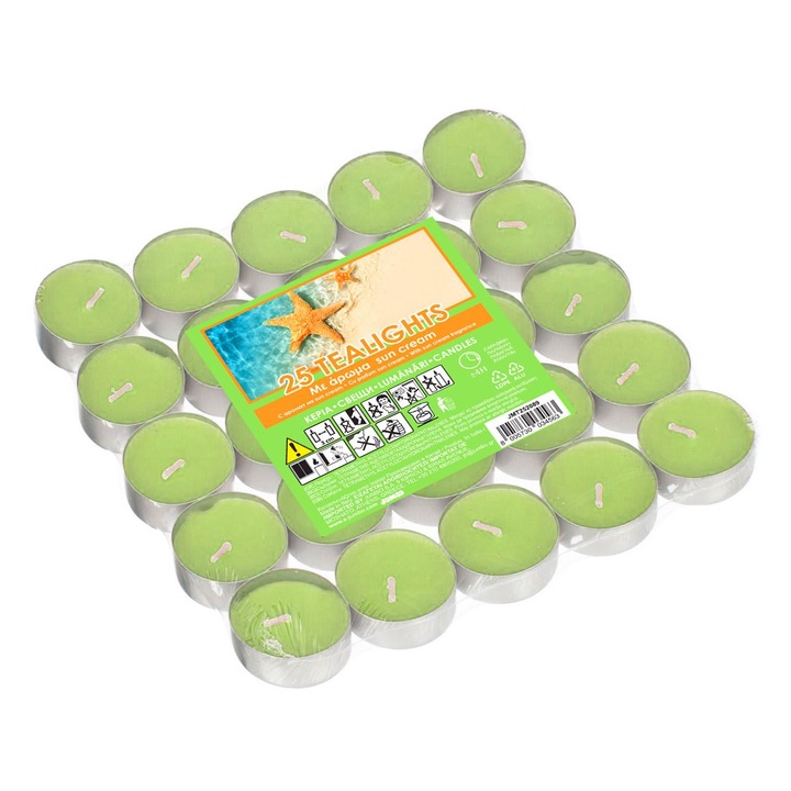 Lime zöld napozó krém gyertyák ø3.5x1.5cm - 25 db
