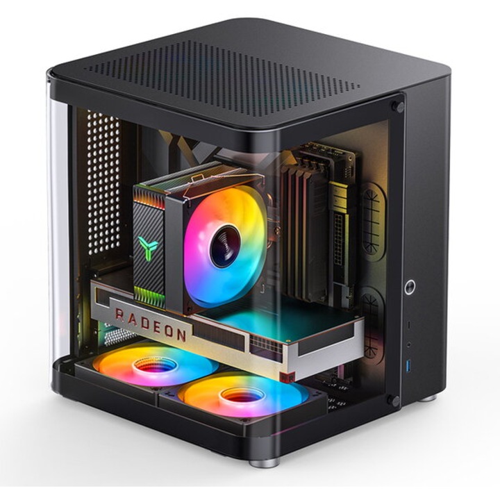 Carcasă computer Jonsbo TK-1, Micro Tower, sticlă securizată, negru