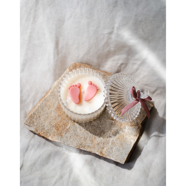 Lumanare parfumata din ceara naturala de soia – Marturie botez sau cadou pentru mamici