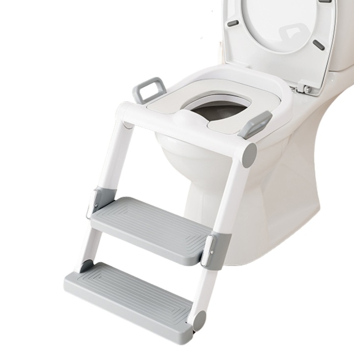 Összecsukható reduktor, Primabobo, Létrával és puha gyűrűvel, Állítható magasság - 38-45 cm, Teherbírás 35 kg, Fehér