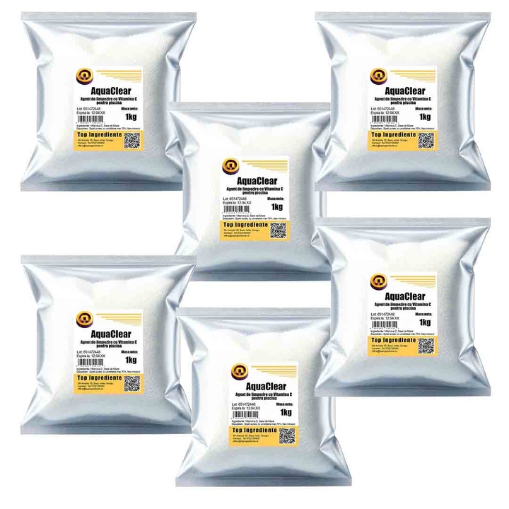 AquaClear - Agent de limpezire cu Vitamina C, set 6x1kg, pentru piscina