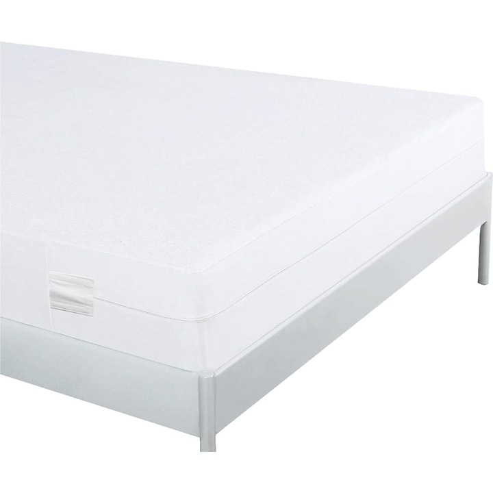Husa protectie saltea Bedecor, 90 x 200 x 20 cm, impermeabila, cu fermoar, culoare alb