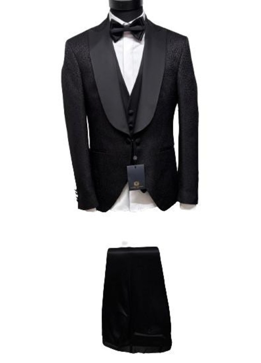 Costum de ceremonie pentru barbati, Slim fit, 5 Piese, Alberto Grande-1732, Negru