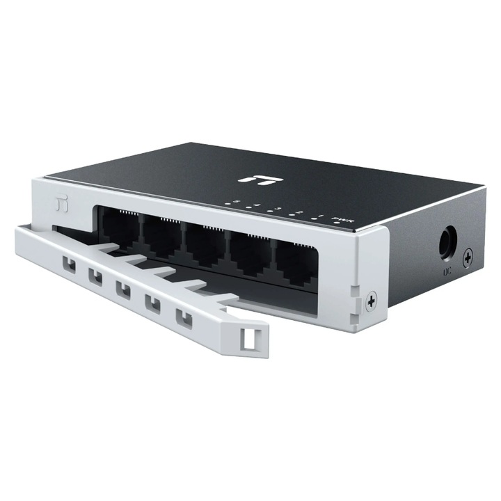 Switch Stonet 5 porturi Gigabit Ethernet cu protecție cabluri, 100x65x22, 55mm