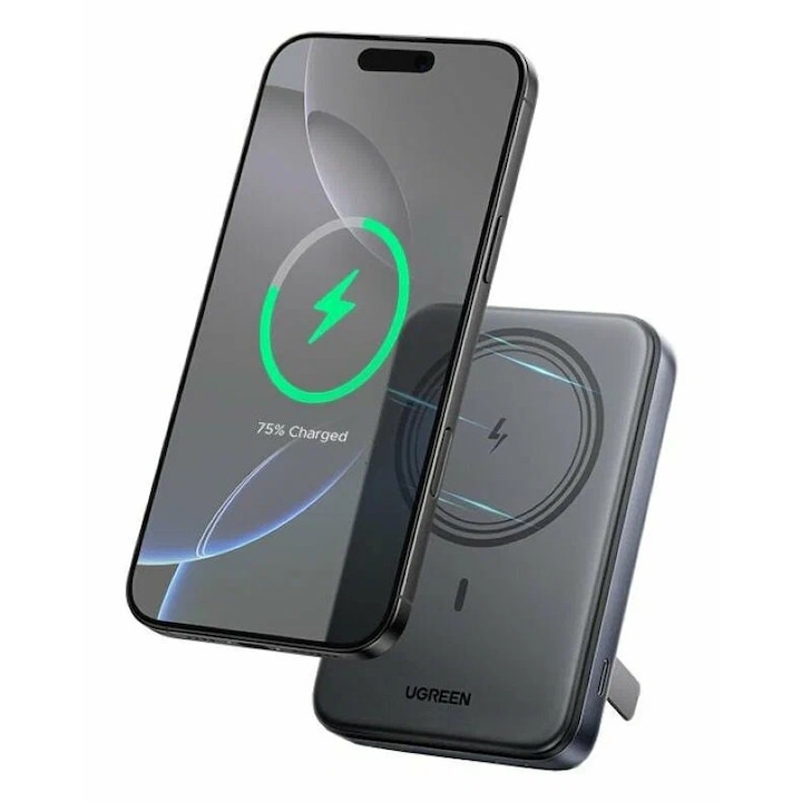 Baterie externa Ugreen Magnetica 10.000 mAh, Wireless PD, 20W, Qi 7.5W, USB-C, Magsafe, Negru