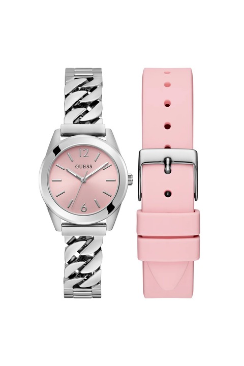 Ceas dama Guess GW0845L1, otel, argintiu/roz, 31-34 mm, mecanism quartz, rezistent la apa 3 ATM