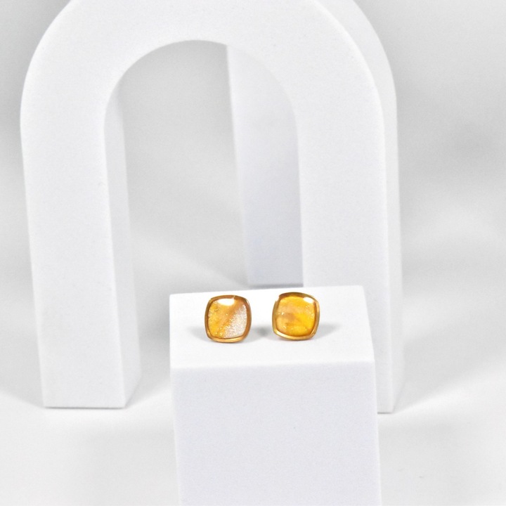 Cercei NARRU din lut polimeric si rasina epoxidica, design minimalist, multicolor, set unicat