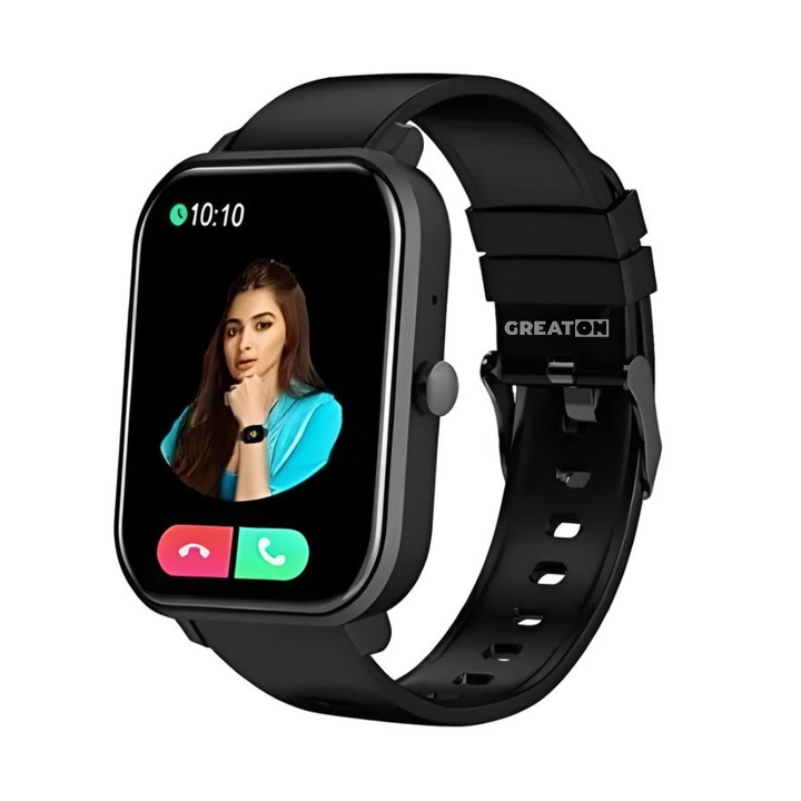 GREATON Multifunkcionális Okosóra – Hőmérő, Pulzoximéter, Vérnyomás, Értesítések, Lépésszámláló, Alvásfigyelés, iOS/Android kompatibilis – Fekete