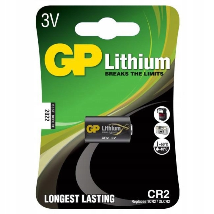 LÍTIUM CR2 elem, GP Batteries, 3V, 1 db-os csomag, fekete, -40 - 60 °C