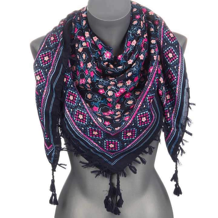 Sal dama mare, model folk, pasteluri, 110x110cm