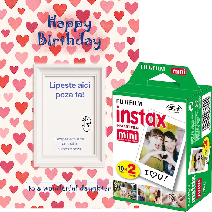 Филм Fujifilm Instax Mini 2x10 + подаръчна карта за годишнина, Love – Creative Instant Package