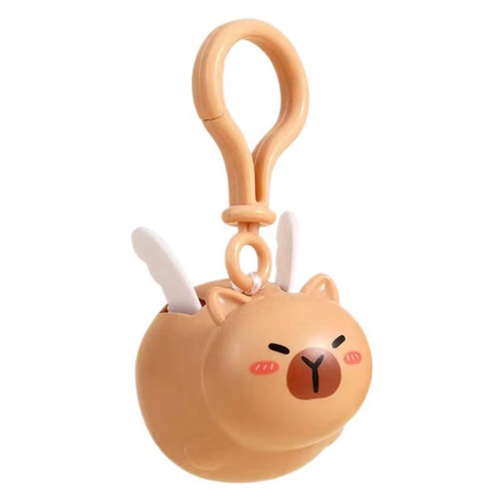 Kulcstartó repülő vízisznóval, műanyag, kávé színű