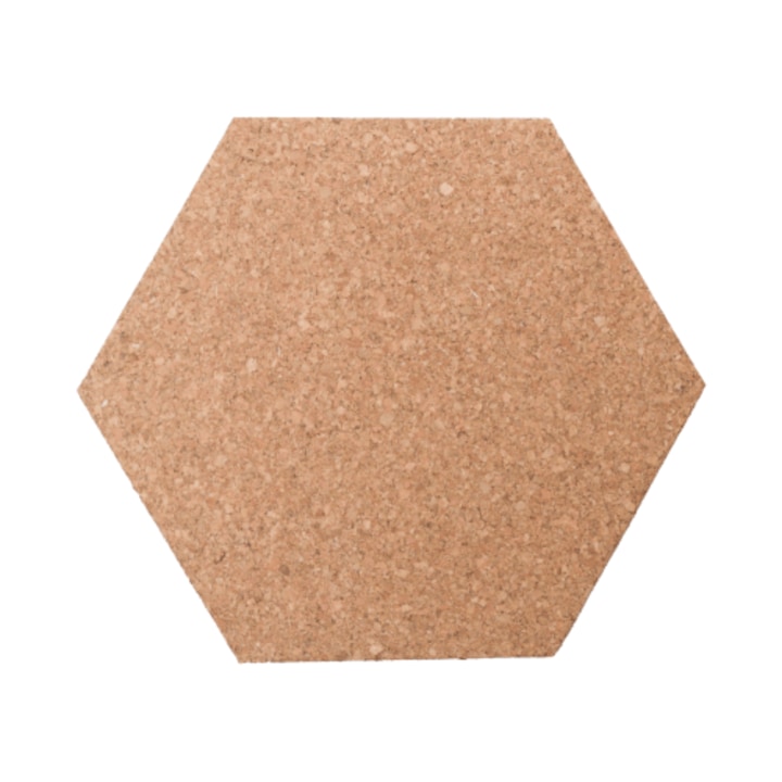 Самозалепваща се шестоъгълна коркова дъска Cork-System, 230x200x7 мм, естествена