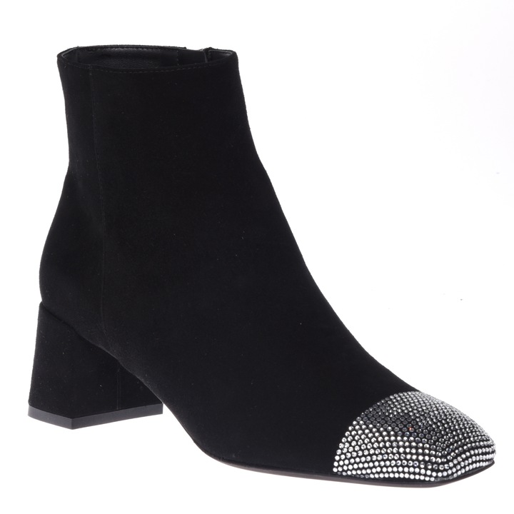Baldinini, Botine din piele intoarsa cu strasuri, Negru, 39.5