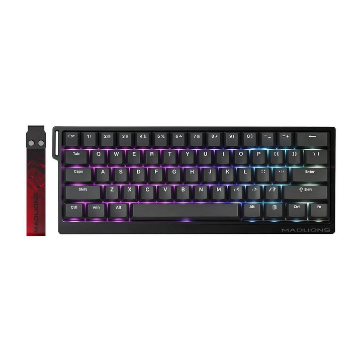Tastatura Gaming RGB MADLIONS MAD 60 HE PRO, Negru, 60% Compacta, Magnetic Switch, USB-C, Alb, 8000 Hz Polling Rate, pentru PC si Mac