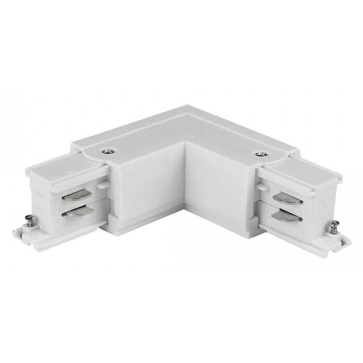 Conector unghiular trifazat pentru sina, alb Zumaline