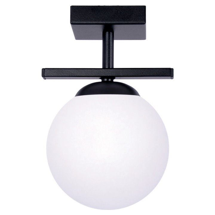 Плафон Zumaline, GLOBE, 15x15x22 см, Черен, Бял абажур