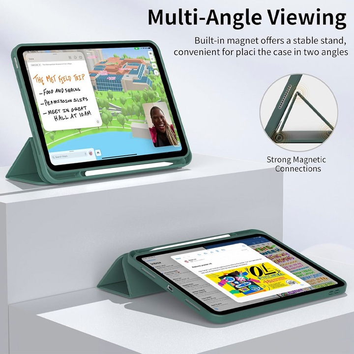 Калъф за таблет FlexPro за Apple iPad Air 11 (2025), пълна защита, функция стойка, държач за молив, зелен