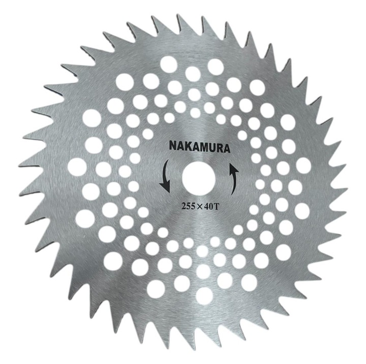 Disc 255mm, fara vidia, pentru taiat iarba - vegetatie, pentru motocosa, grosime 1.5mm, 40 dinti, AVI-2524