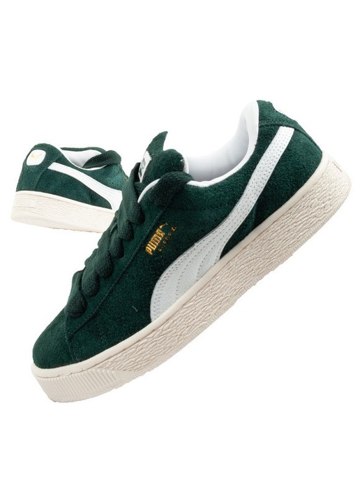 Puma Suede XL Hairy bőr sportcipő, divatos zöld [397241 02], Zöld