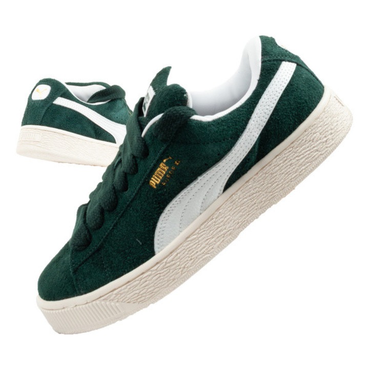 Pantofi sport Puma Suede XL Hairy din piele, verde la moda [397241 02, Verde