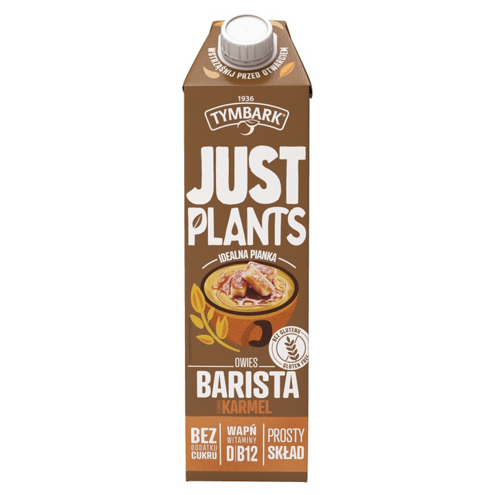 Bautura de ovaz Tymbark Just Plants Barista, aroma de caramel 1 l