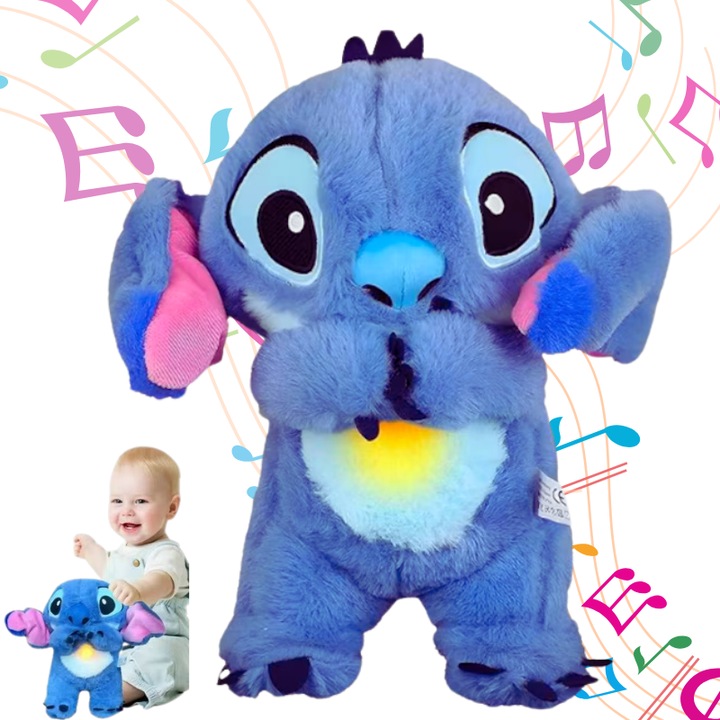 Плюшено мече Stitch, диша, пее и хърка, Lilo&Stitch анимационна играчка, 25 см, интерактивна за деца над 3 години