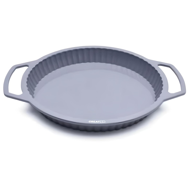 Forma Silicon Pentru Copt Prajituri/Tort/Chec GREATON, Rotunda, Gri, Dimensiuni 24 x 3.5 cm