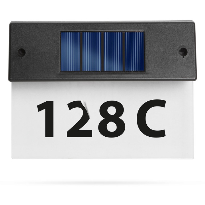 Numar de Casa din Plexiglas cu Iluminare LED si Alimentare Solara, Negru