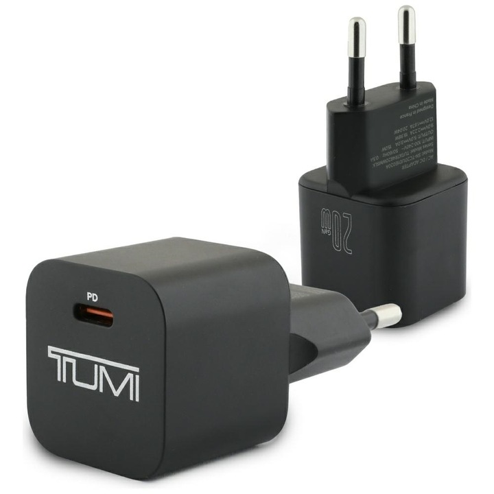 Incarcator de perete Tumi Smart Power 20W USB-C, negru