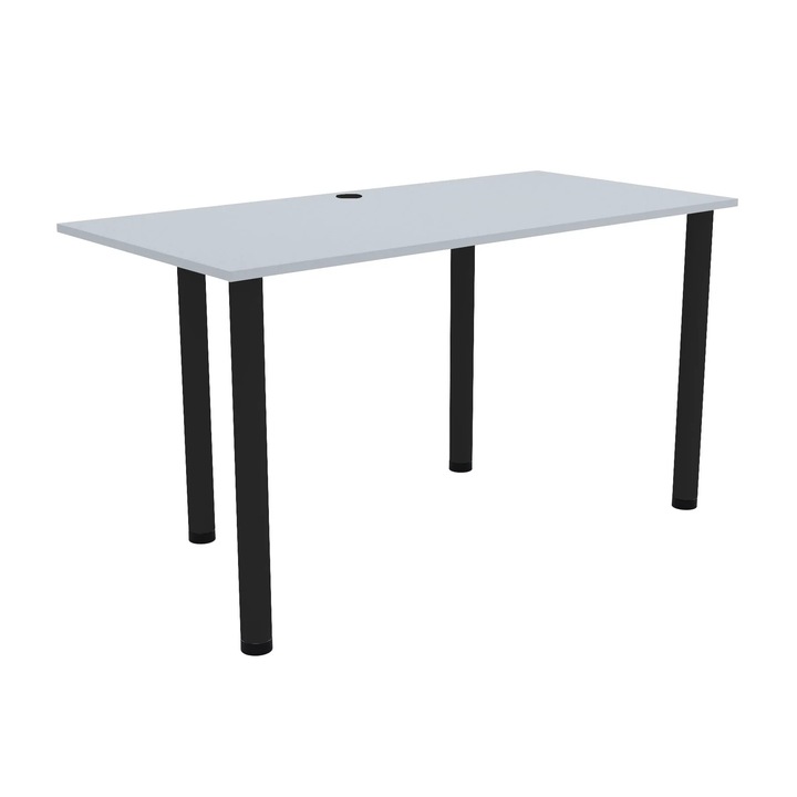 Birou cu picioare negre AKKE, Gri deschis, 100x60