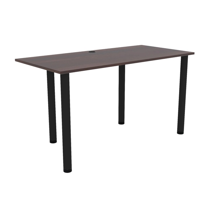 Birou cu picioare negre AKKE, Nuc inchis, 120x60