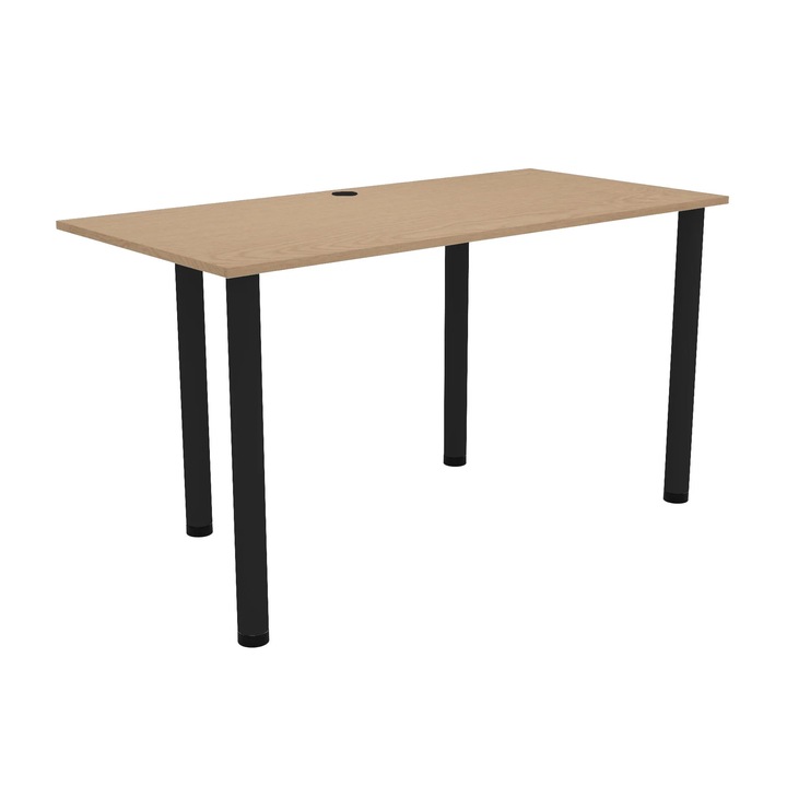 Birou cu picioare negre AKKE, Stejar deschis, 110x65