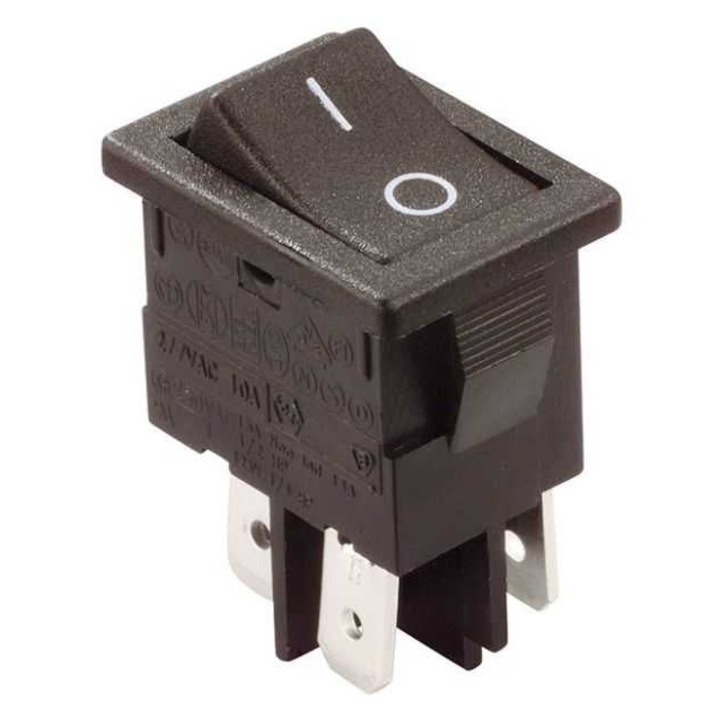 Превключвател 6A-250V ON-OFF с фиксатор 19.2x13 мм черен GBC 24.2335.04