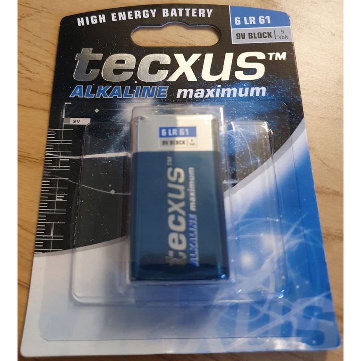 Baterie 9V acumulator CoreParts MBR9V/6LR61, alcalina mangan, 200 mAh, nereincarcabila, albastru, 1 buc