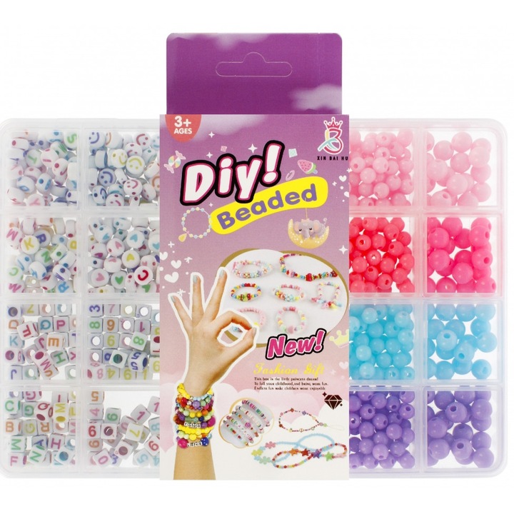 Set margele pentru sirag, multicolor, 19x13x3cm