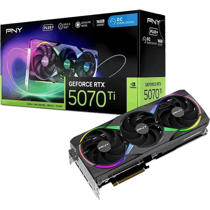 Видеокарта PNY GeForce RTX5070TI, 16GB, GDDR7, RGB, 256bit, 285879