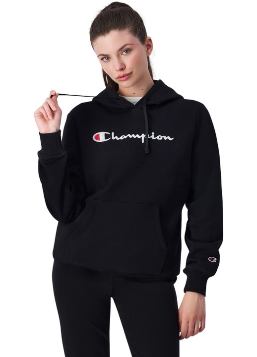Champion női pulóver, fekete, testhezálló szabású, polár béléssel, kapucnis szett